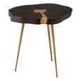 Asamra Side Table - Log - Black Acacia Wood with Gold Legs