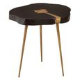 Asamra Side Table - Log - Black Acacia Wood with Gold Legs