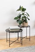 Avila Side Table - Large - Round - Black Marble Effect