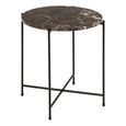 Avila Brown Marble Stone Round Side Table