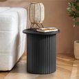 Axel Round Side Table - Black Fluted