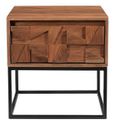 Axis Acacia Wood End Table - 1 Drawer - Geometric