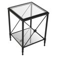Axis Side Table - Square - Clear Glass with Black Metal