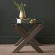 Turin Dark Oak Lamp Table - Glass Top