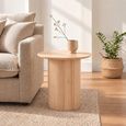 Bern Round End Table - Oak - Fluted - Drum Base