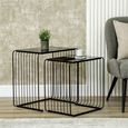 Nest of Tables - Black Glass and Metal - Set of 2