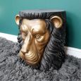 Side Table - Black and Gold - Lion - Resin - Metal