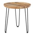 Boho Side Table - Small Round with Hairpin Legs - Mango Wood