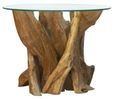 Branchwood Round Lamp Table - Glass Top