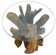 Branchwood Round Lamp Table - Glass Top