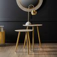 Cadio Side Table - Set of 2 - Grey Faux Shagreen with Gold Legs