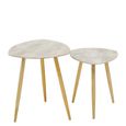Cadio Side Table - Set of 2 - Grey Faux Shagreen with Gold Legs