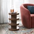 California Bobbin Round Side Table - Dark Oak