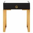 Cardoba Side Table - 1 Drawer - Faux Shagreen with Gold Legs