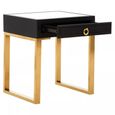 Cardoba Side Table - 1 Drawer - Faux Shagreen with Gold Legs