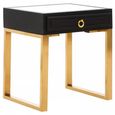 Cardoba Side Table - 1 Drawer - Faux Shagreen with Gold Legs