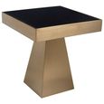 Carlox Side Table - Square - Black Glass with Gold Frame