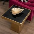 Carlox Side Table - Square - Black Glass with Gold Frame
