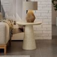 Carrera Travertine Beige Engineered Marble Round Side Table