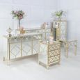 Casablanca Mirrored Gold Trim Square Side Table