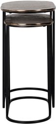 Chandon Side Table - 2 Tier - Oval - Champagne Gold and Black - Aluminium