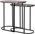 Chandon Side Table - 2 Tier - Oval - Champagne Gold and Black - Aluminium