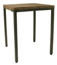 Chevron Mango Wood Square Lamp Table - Brushed Gunmetal Base