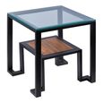 Cibo Side Table - 2 Tier - Square - Clear Glass with Black Metal