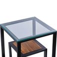 Cibo Side Table - 2 Tier - Square - Clear Glass with Black Metal