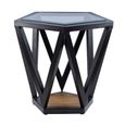 Cibo Side Table - Pentagonal - Clear Glass with Black Metal