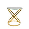 Rizzo End Table - Round - Clear Glass and Gold Metal
