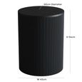 Clearance - Carra Marble Side Table Black Round Top with Fluted Ribbed Drum Base - Brand New Item