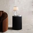 Clearance - Carra Marble Side Table Black Round Top with Fluted Ribbed Drum Base - Brand New Item