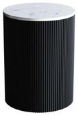 Clearance - Carra Marble Side Table White Round Top with Black Fluted Ribbed Drum Base - Brand New Item