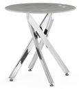 Clearance - Chopstick Grey Glass Round Side Table with Chrome Metal Legs