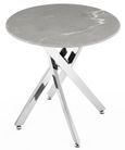 Clearance - Chopstick Grey Glass Round Side Table with Chrome Metal Legs