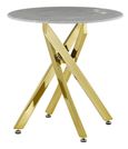 Clearance - Chopstick Grey Glass Round Side Table with Gold Metal Legs