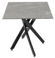 Clearance - Chopstick Grey Glass Square Side Table with Black Metal Legs