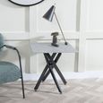 Clearance - Chopstick Grey Glass Square Side Table with Black Metal Legs