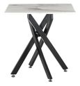 Clearance - Chopstick White Glass Square Side Table with Black Metal Legs