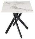 Clearance - Chopstick White Glass Square Side Table with Black Metal Legs