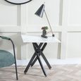 Clearance - Chopstick White Glass Square Side Table with Black Metal Legs