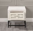Clearance - Geo White Mirrored Side Table - 1 Drawer - Brand New Item