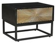 Clearance - Luxe Black and Antique Gold Starburst Side Table- 1 Drawer - Brand New Item