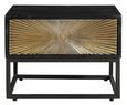 Clearance - Luxe Black and Antique Gold Starburst Side Table- 1 Drawer - Brand New Item