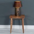 Clearance - Luxuria Sheesham Wood Square End Table with Black Geometric Trim - Brand New Item