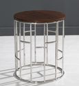 Clearance - Zion Round Chrome Side Table with Mango Wood Top - Brand New Item