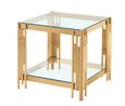 Cohen End Table - Square - Glass and Gold Metal