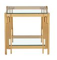 Cohen End Table - Square - Glass and Gold Metal