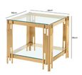 Cohen End Table - Square - Glass and Gold Metal